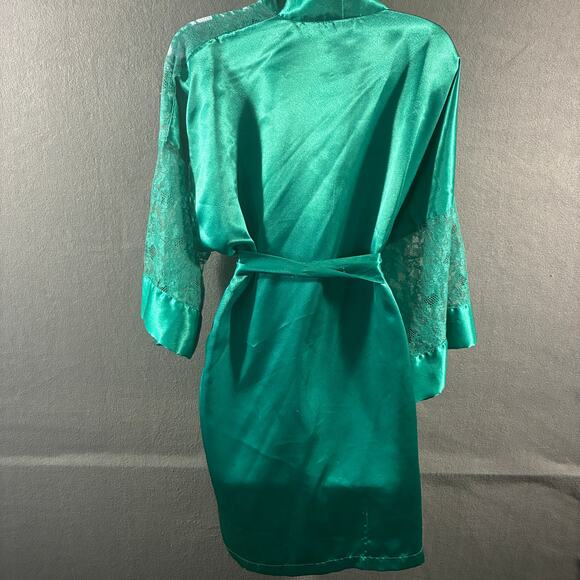 vintage gold label victorias secret women robe OS green lace hollywood glam - Picture 5 of 5